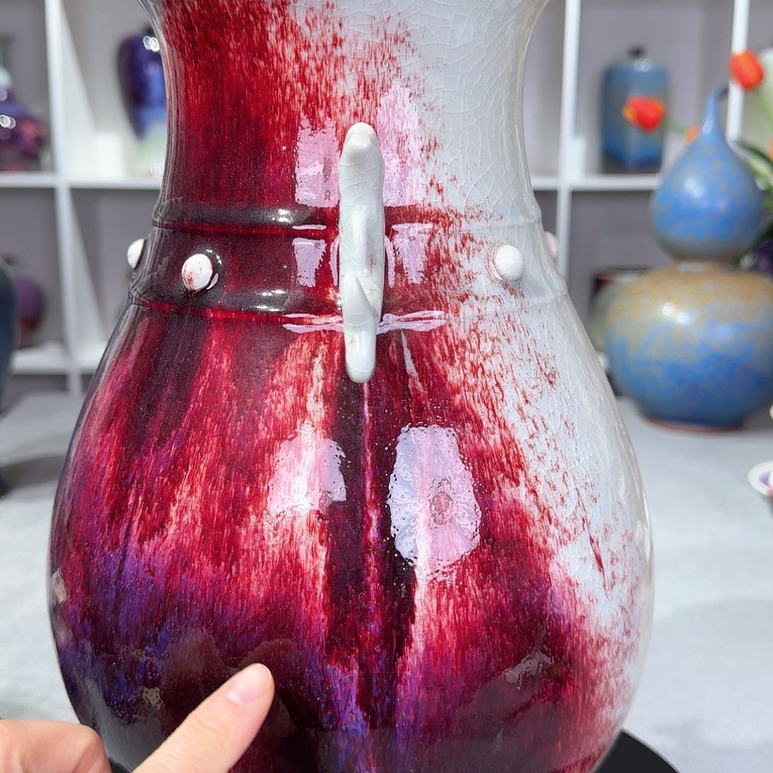 摆件微瑕钧窑花瓶纯手工