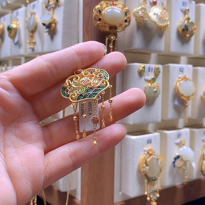 和田玉颈饰银S925镶嵌