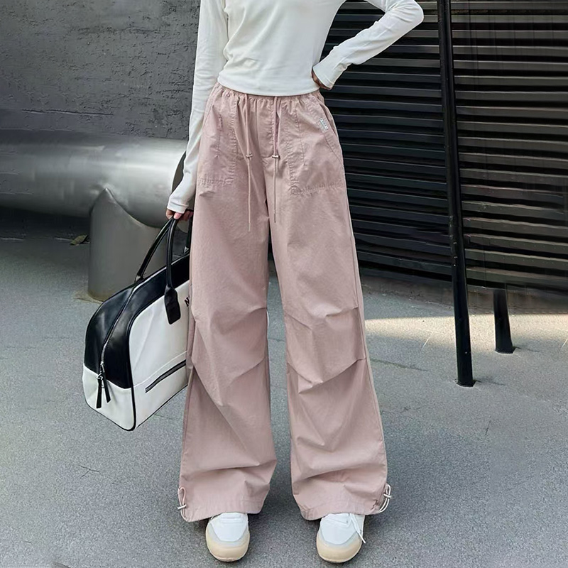 女童工装裤2025夏季薄款洋气中大童宽松裤子高腰韩版休闲阔腿长裤
