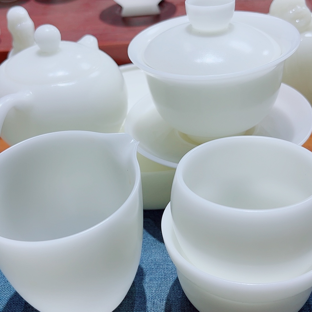 陶瓷素烧璞玉1壶盖碗1公杯茶漏100