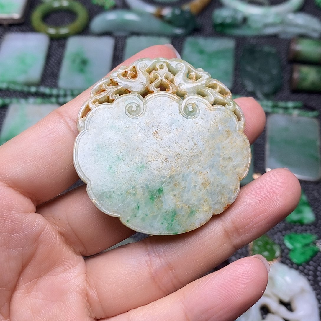 翡翠挂件未镶嵌缅甸天然翡翠平安无事牌