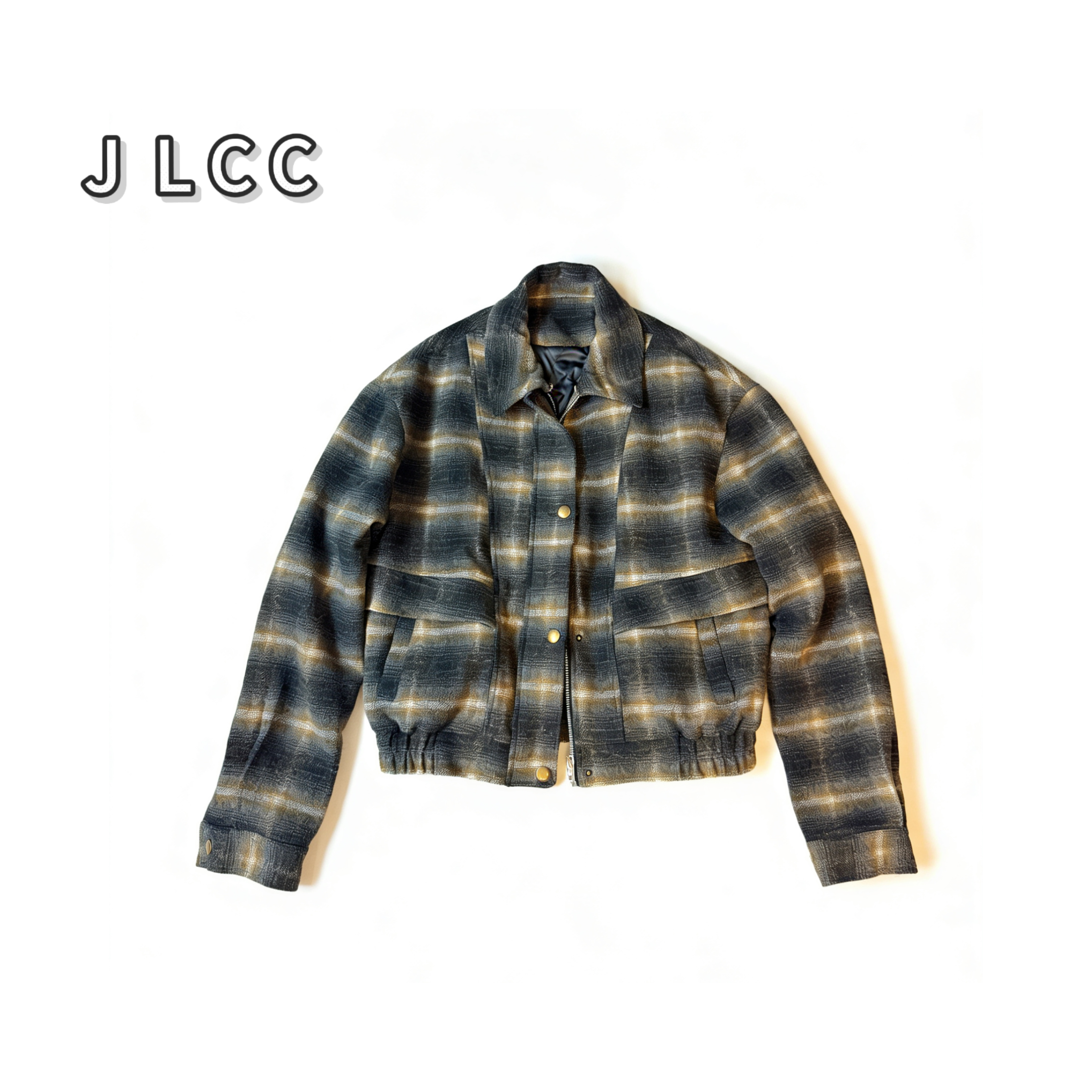 【JLCC】（格子外套）秋冬新款百搭休闲潮流宽松格子拉链夹克外套6032