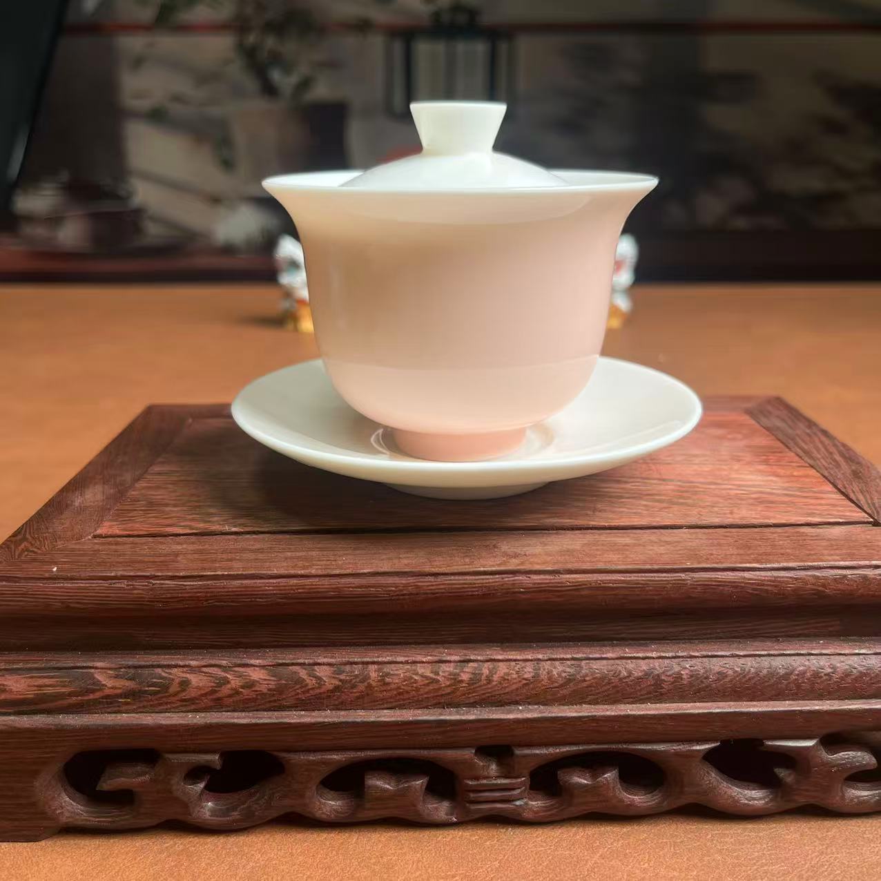 粉色碗身三才盖碗【白底】-5530