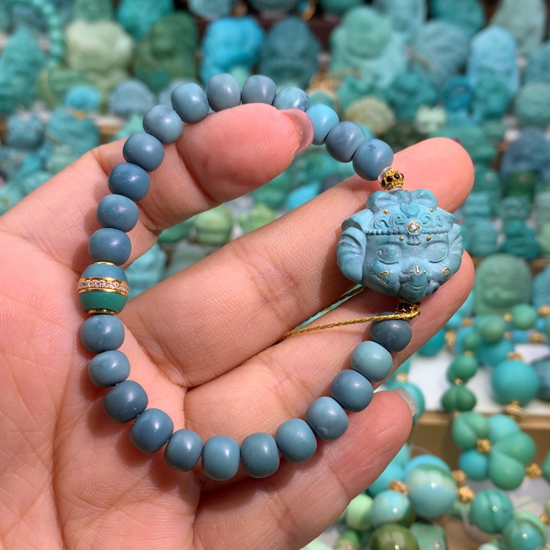 绿松石18K金镶嵌手链