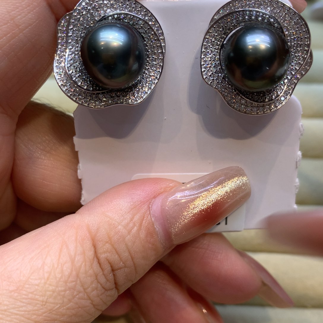 银S925镶嵌耳饰海水珍珠