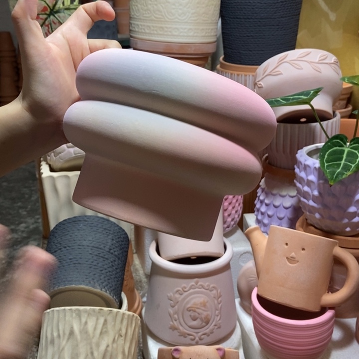 17×12炫彩粉甜甜圈 粗陶1个
