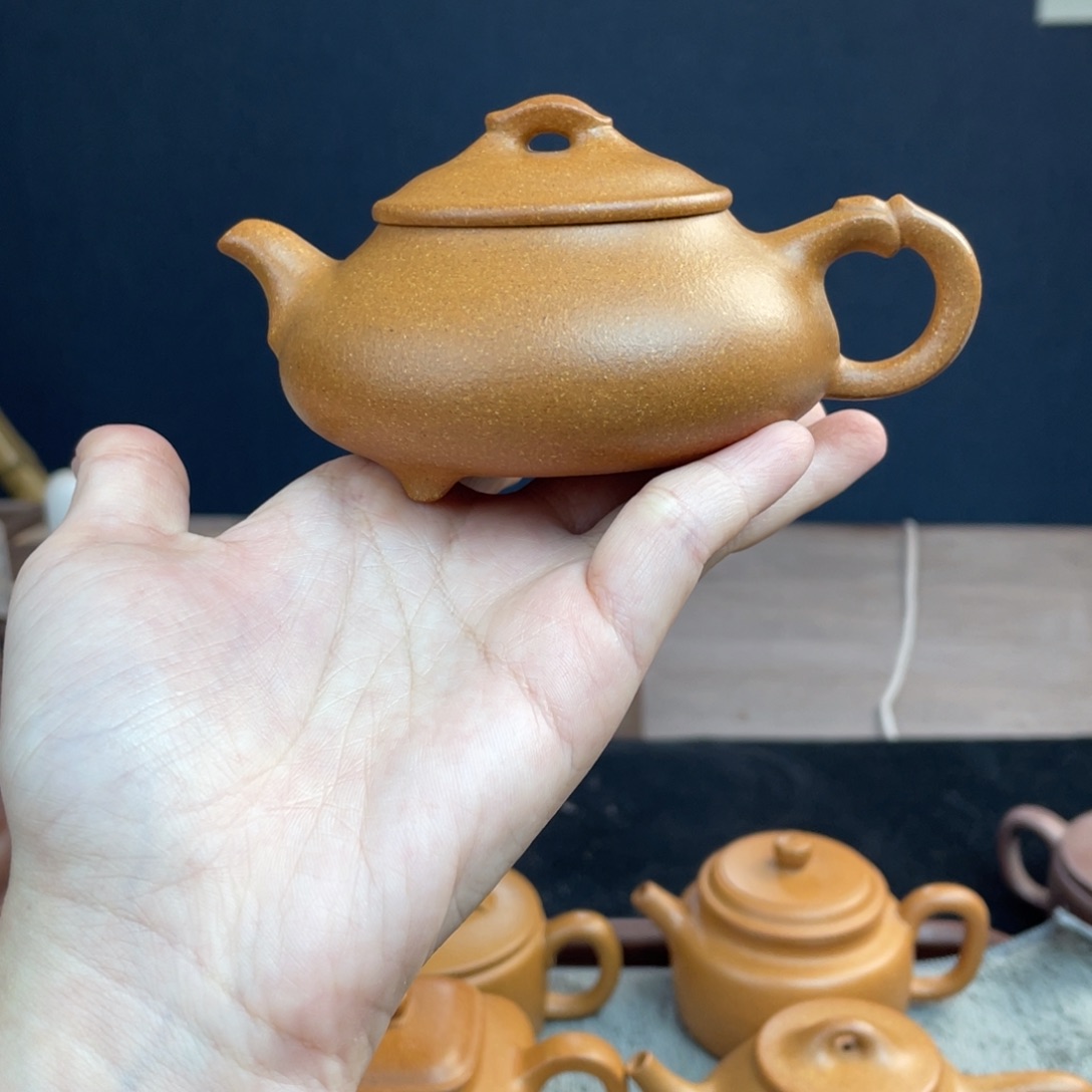 茶壶紫砂半手工老宕口黄金段简瓢170cc