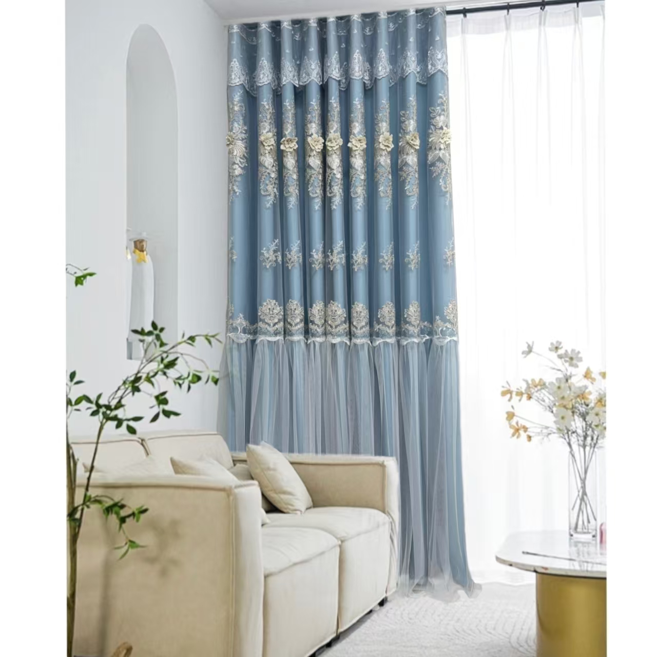 新款双层精致浮雕绣绣花工艺重工刺绣