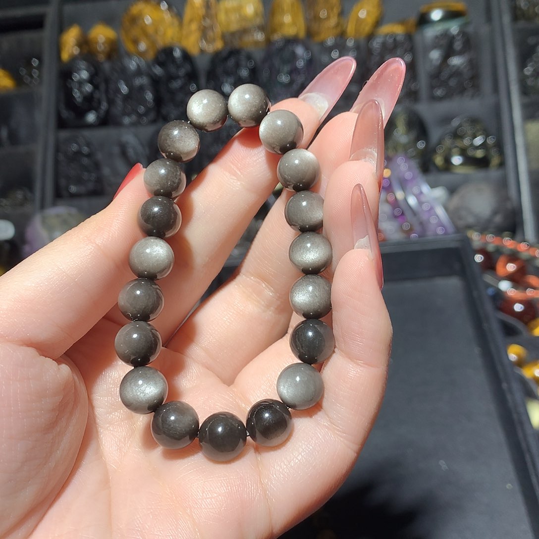 黑曜岩手链未镶嵌诸***卍