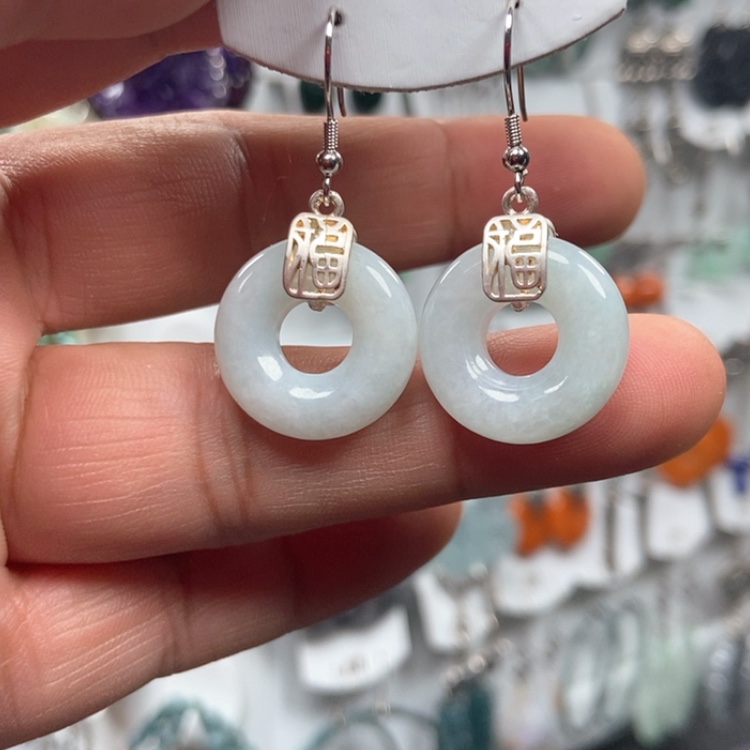 【闪购商品】翡翠耳饰银S925镶嵌耳饰