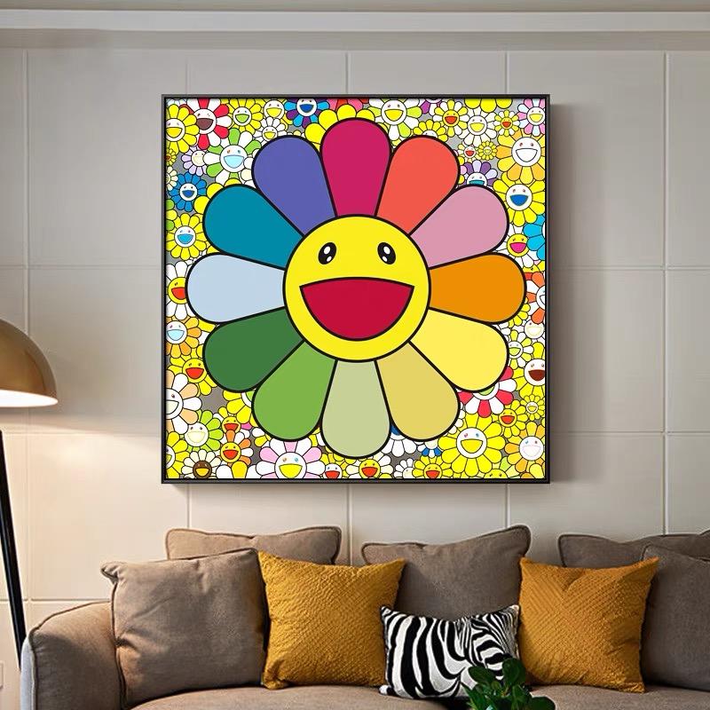 127北欧太阳花装饰画卧室餐厅向日葵笑脸儿童房挂画 6060