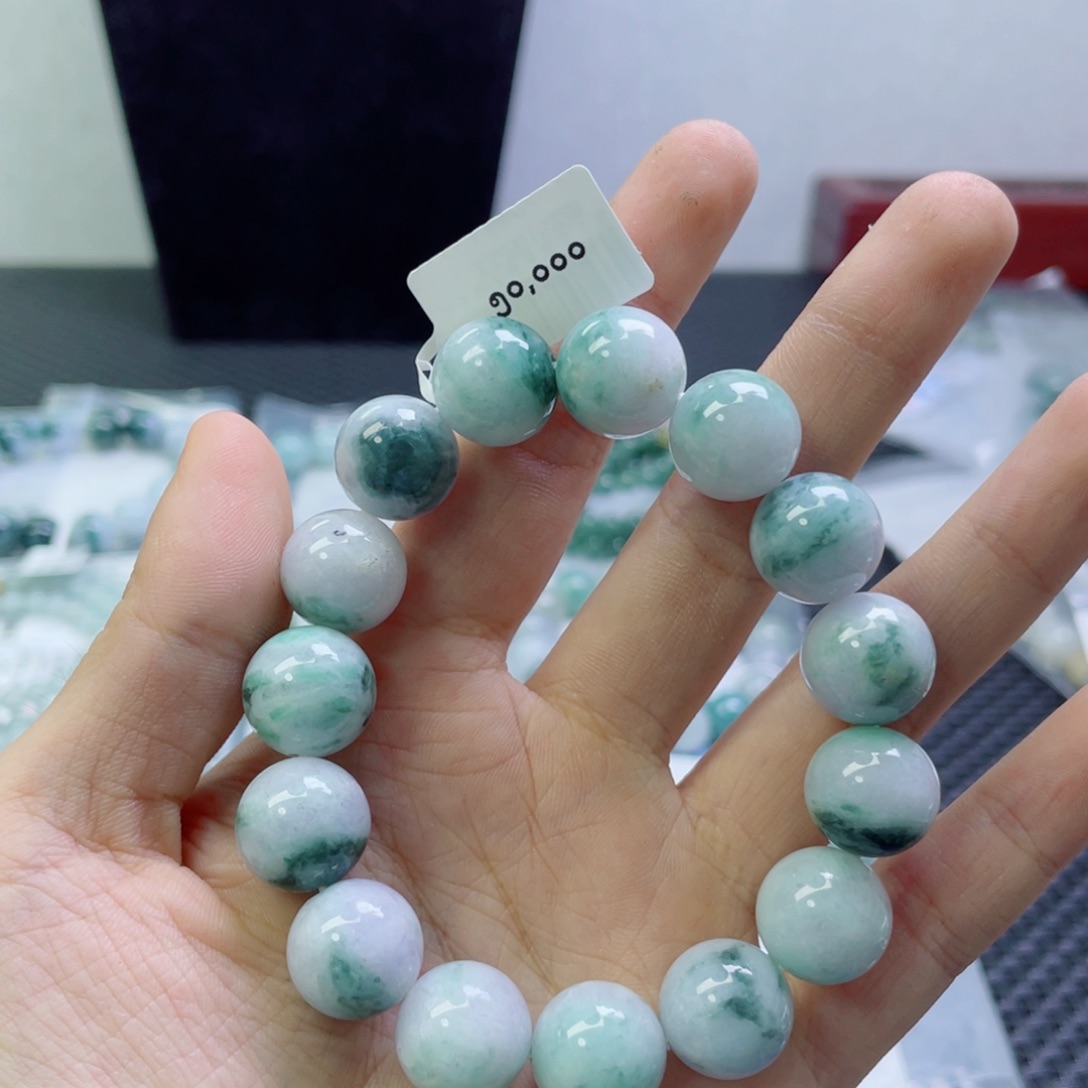 未镶嵌定制翡翠珠串13.6