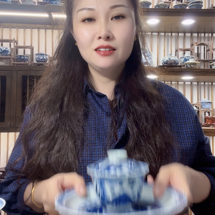 直播间福利鱼藻套组壶承加盖碗
