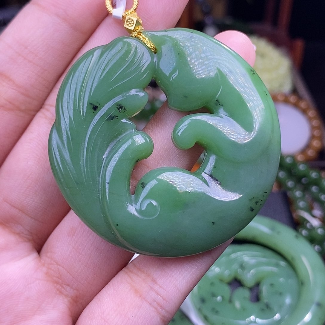 和田玉未镶嵌清货吊坠碧玉乌兰海凤九