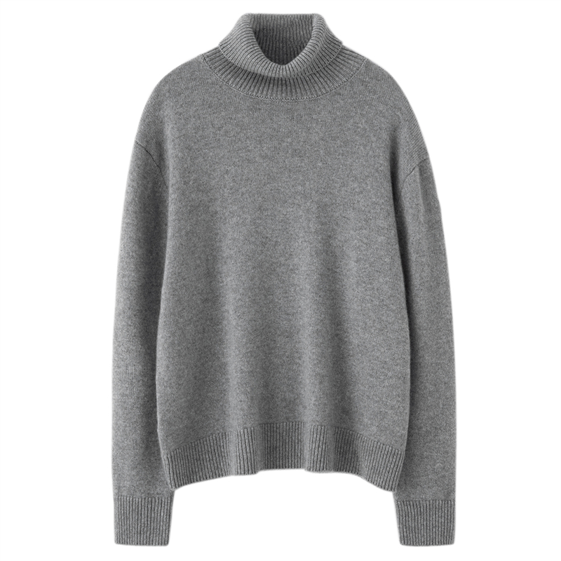 【轻奢系baby小山羊绒】100%纯山羊绒加厚高翻领套头毛衣大码内搭