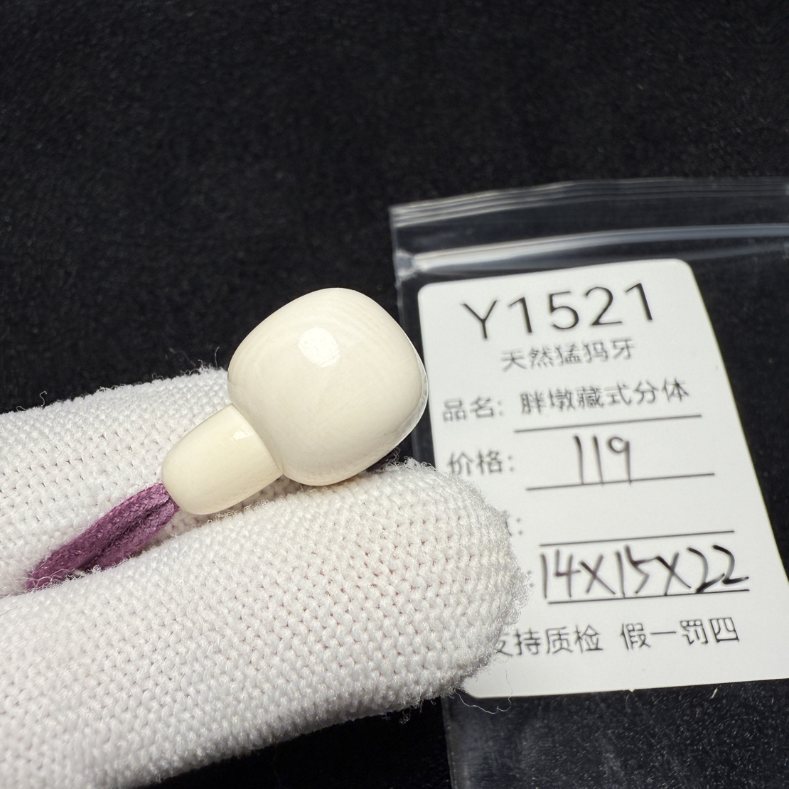 Y1521天然猛犸象牙藏式分体三通胖墩分体14*15*22mm