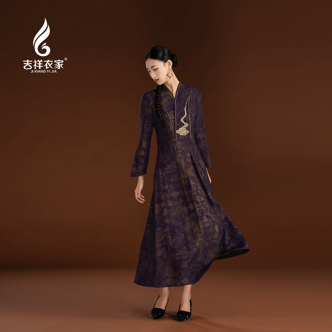 JIXIANGYIJIA/吉祥衣家紫梦金缘（连衣裙）943237124