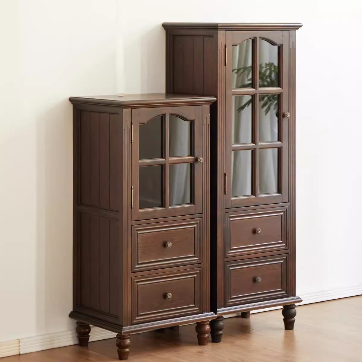 美式酒柜组合家具现代餐边柜实木单门柜欧式柜客厅靠墙轻奢小酒柜