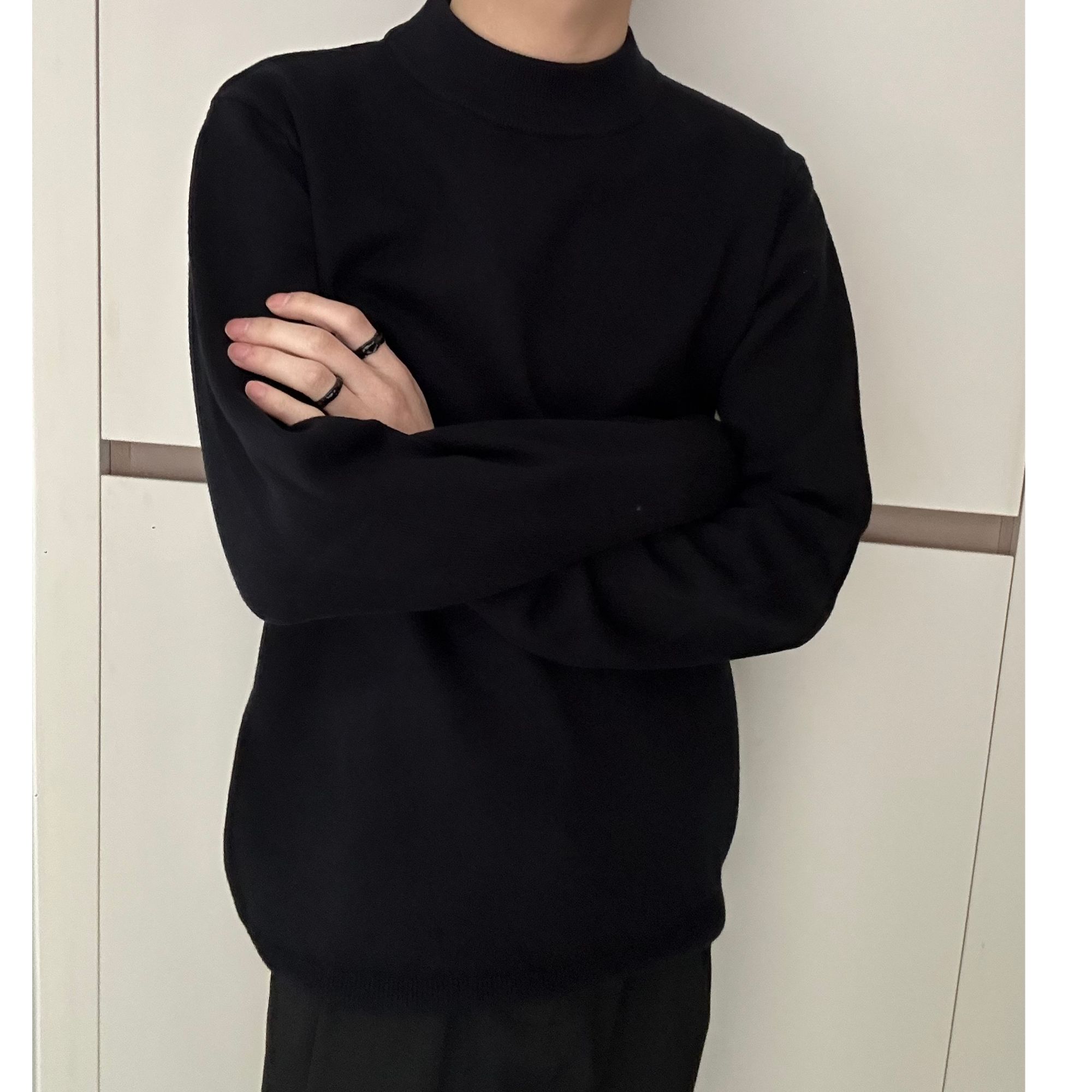 ZFX 莱塞尔绵羊毛厚款半高领内搭针织衫情侣休闲纯色修身打底衫