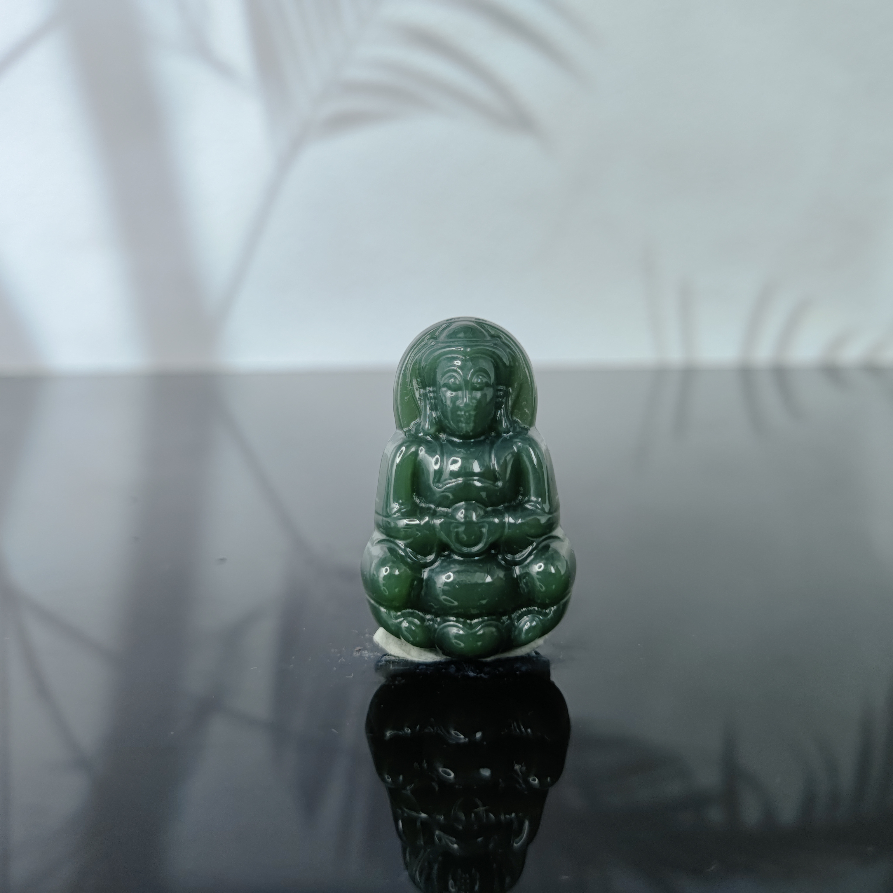 和田玉碧玉鸭蛋青观音吊坠1357