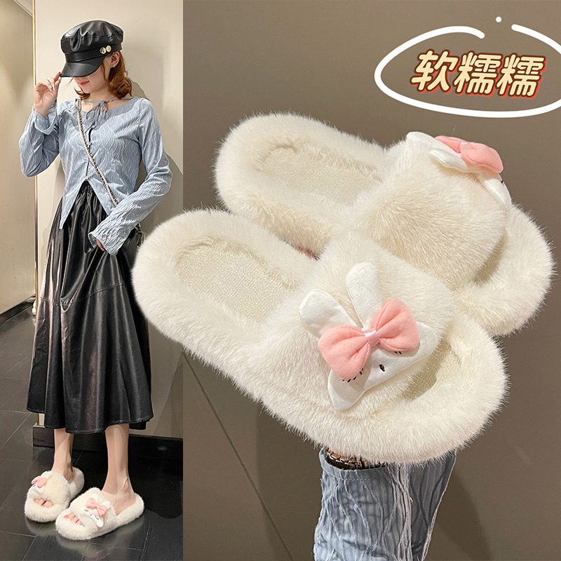 ZJ百搭时尚毛毛拖鞋女鞋