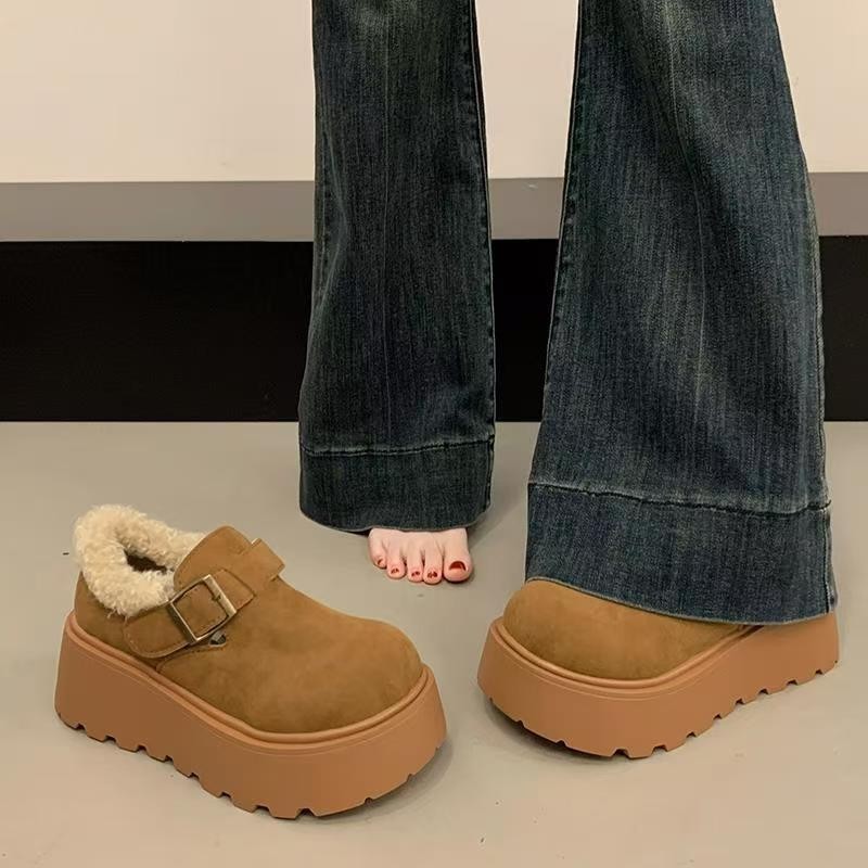 厚底增高加绒勃肯鞋女毛毛鞋2025秋冬新款百搭复古保暖棉鞋雪地靴