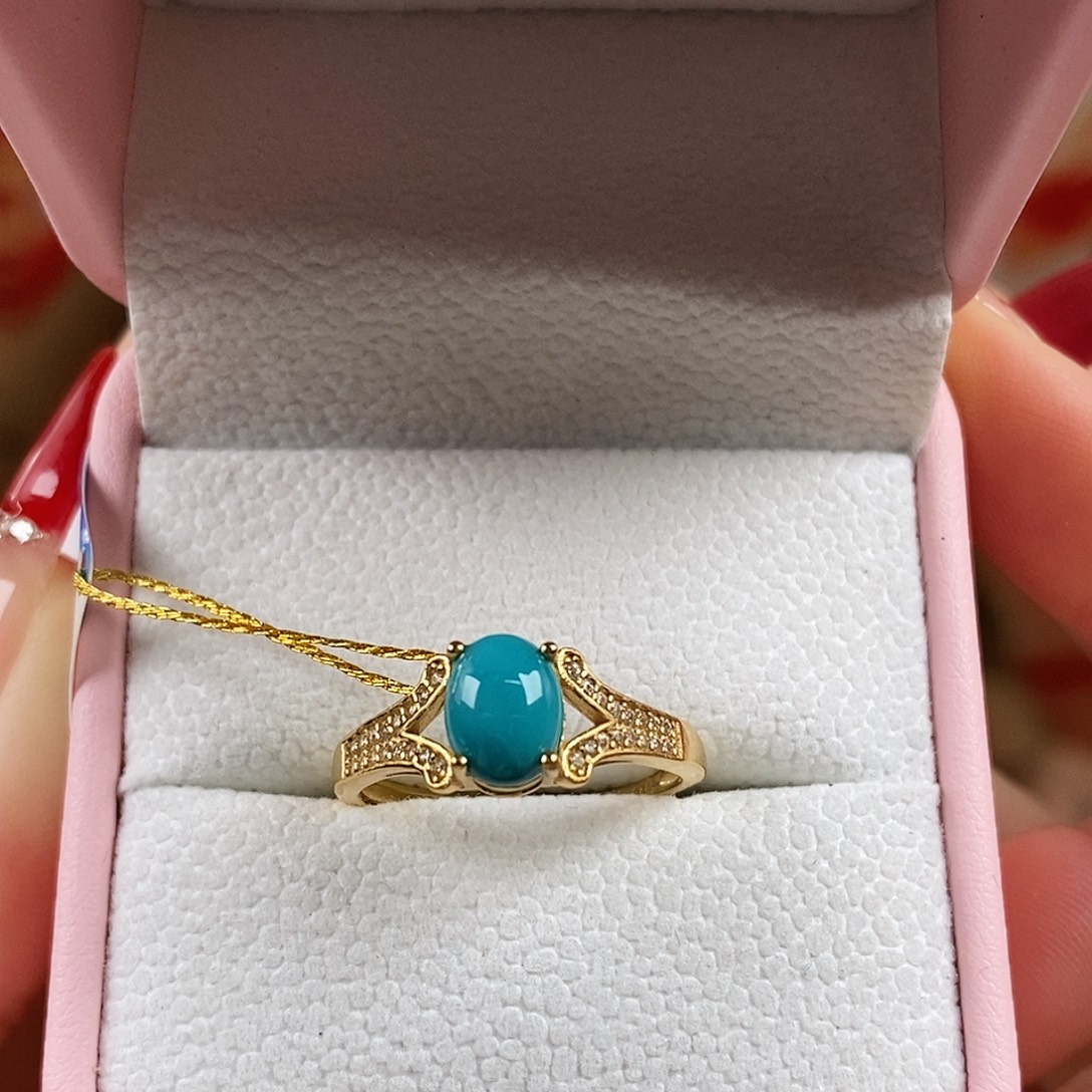 绿松石银S925镀金镶嵌珠宝奇石