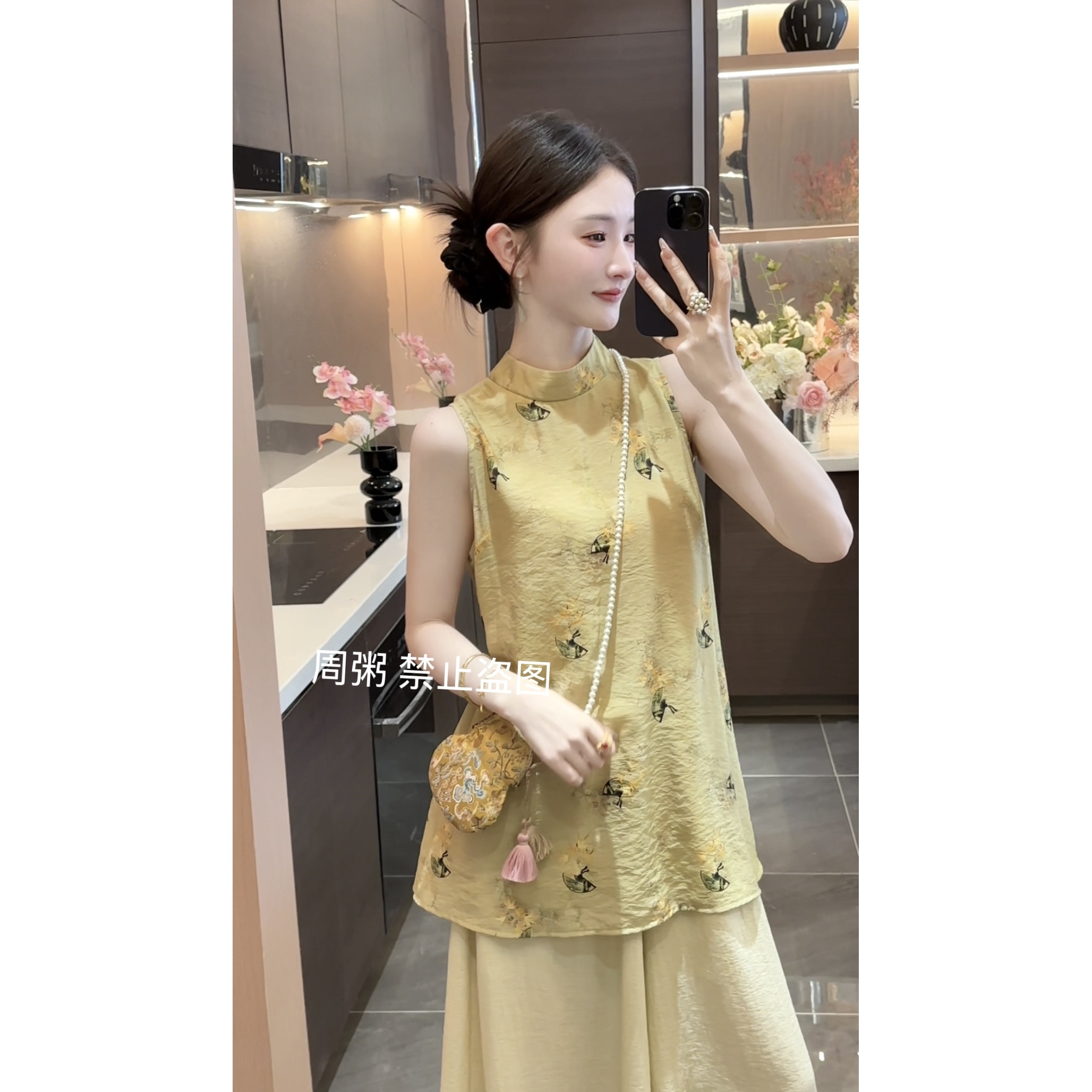 【周粥】【小唐人】2025新款国风气质休闲宽松上衣+裤裙预JJX5TZ3244