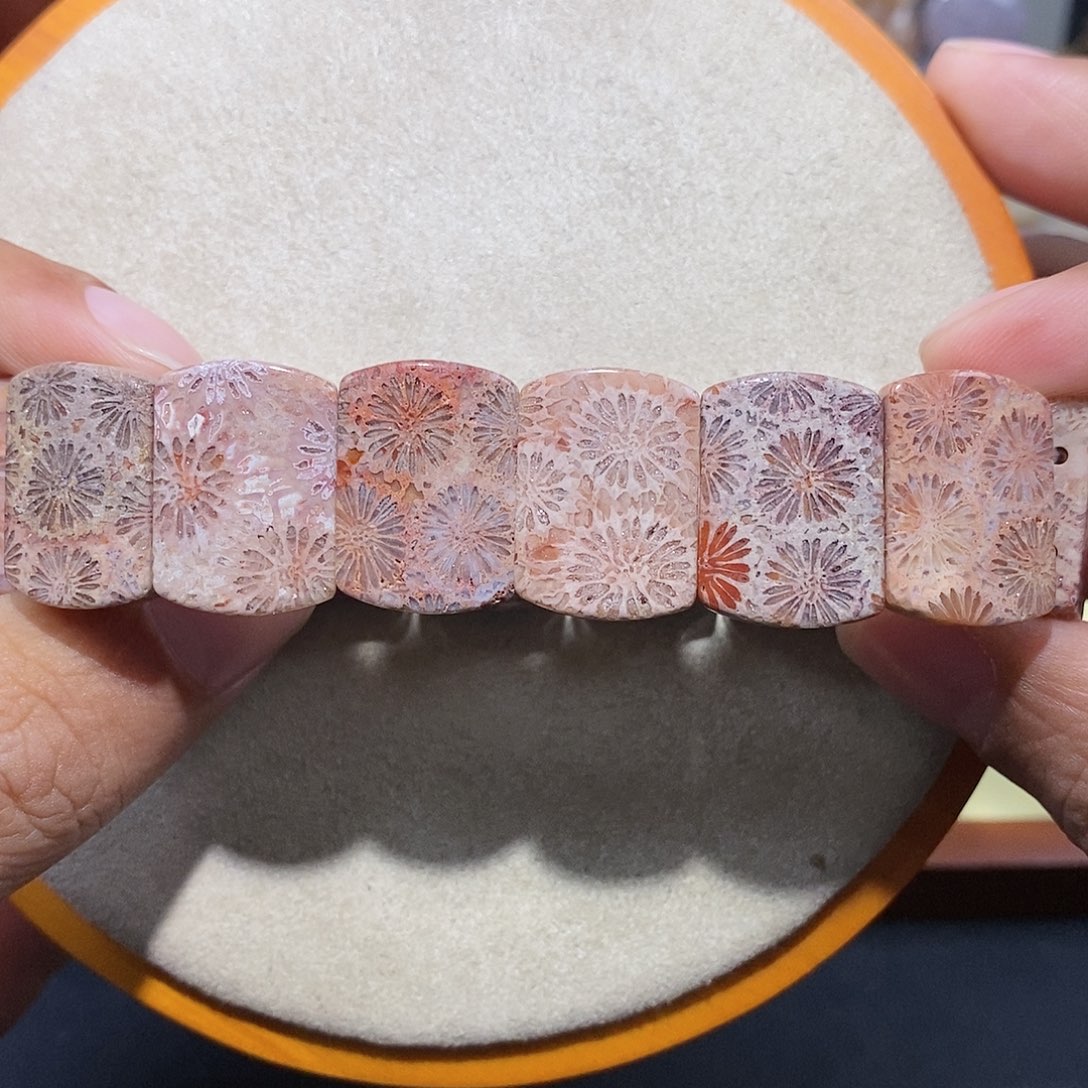 硅化珊瑚（珊瑚玉）手串未镶嵌紫红色18