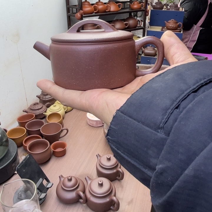 紫砂茶壶封釉汗瓦羊角山紫泥容量约170/180毫升