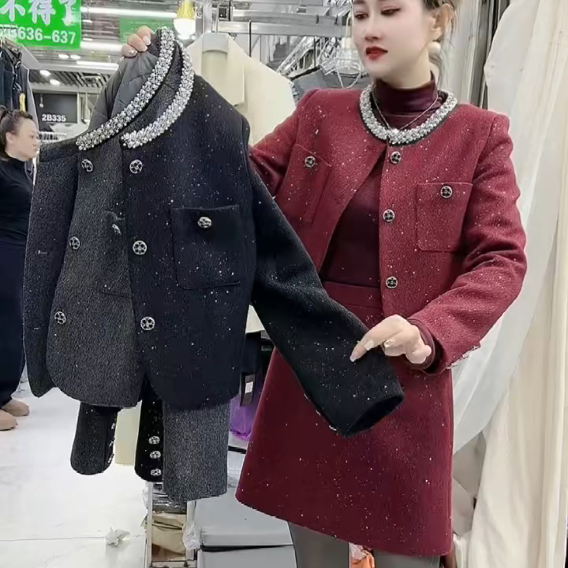 高级感小洋装名媛高端韩剧富家千金套装裙小香风外套短裙两件套冬