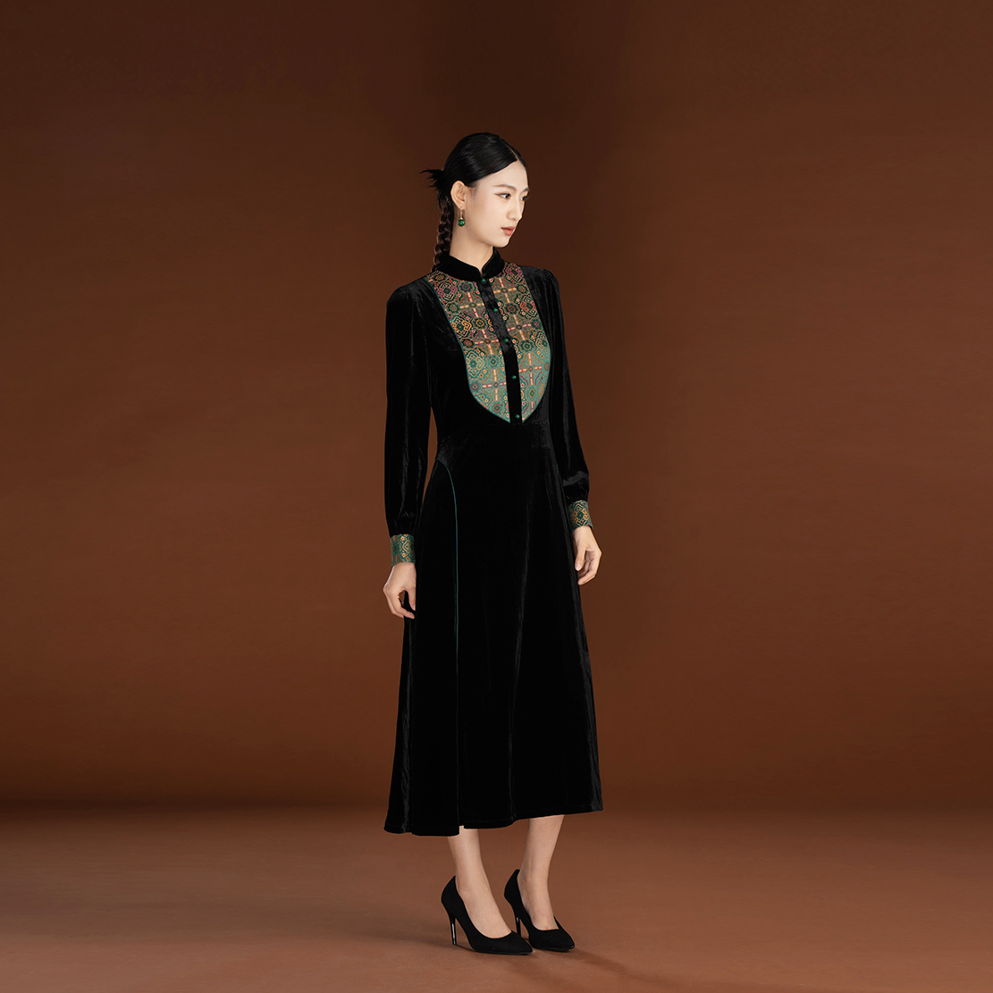 【黑色】相忆采芙 连衣裙 943138284新中式设计师女士气质显瘦