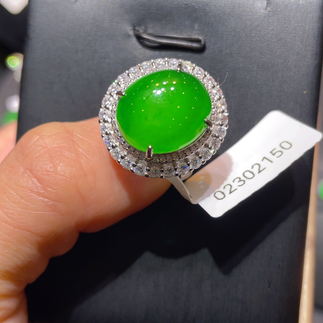 翡翠银S925镶嵌颈饰戒指