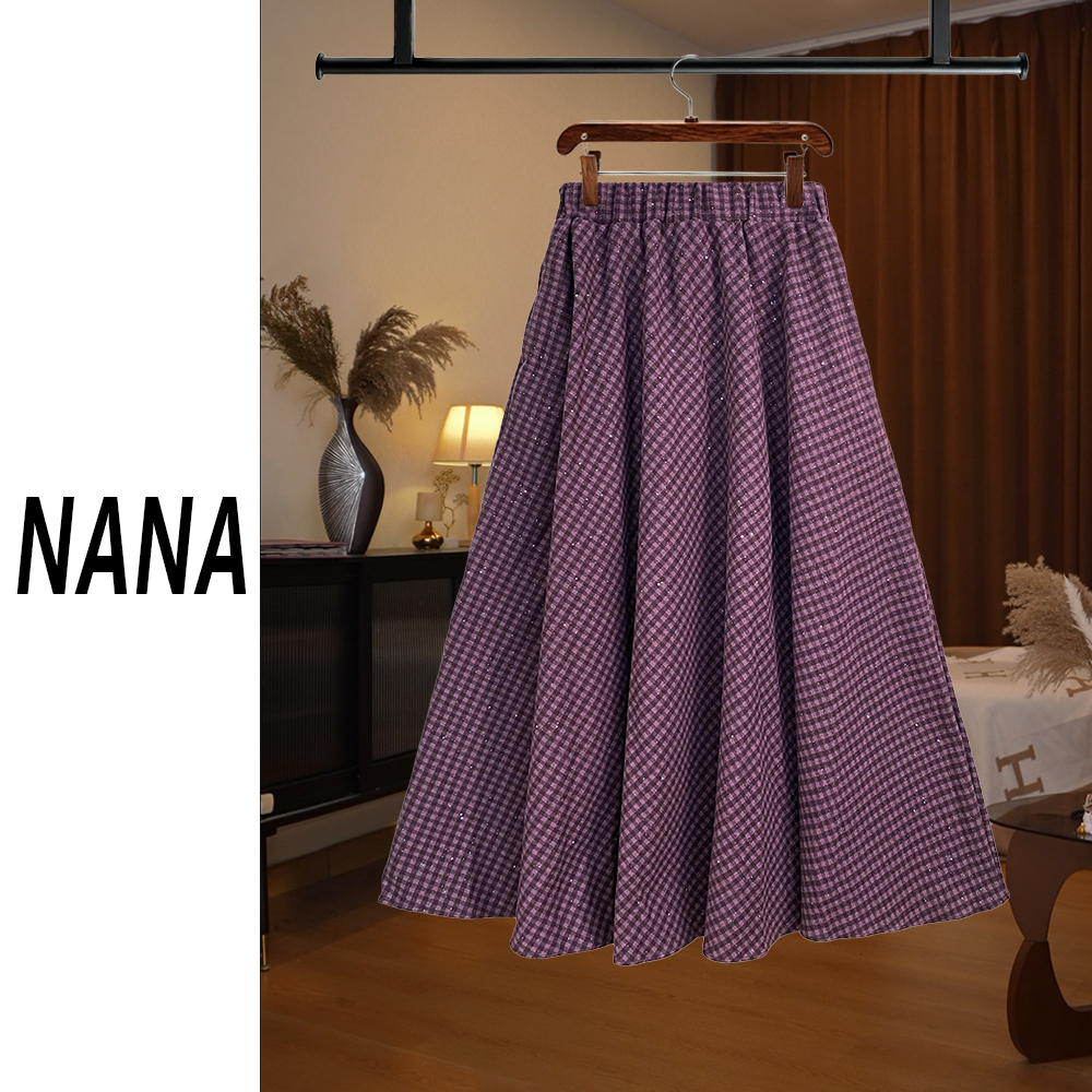 【NANA专属】复古洒银半裙2025秋冬减龄大摆褶皱a字长裙D8064