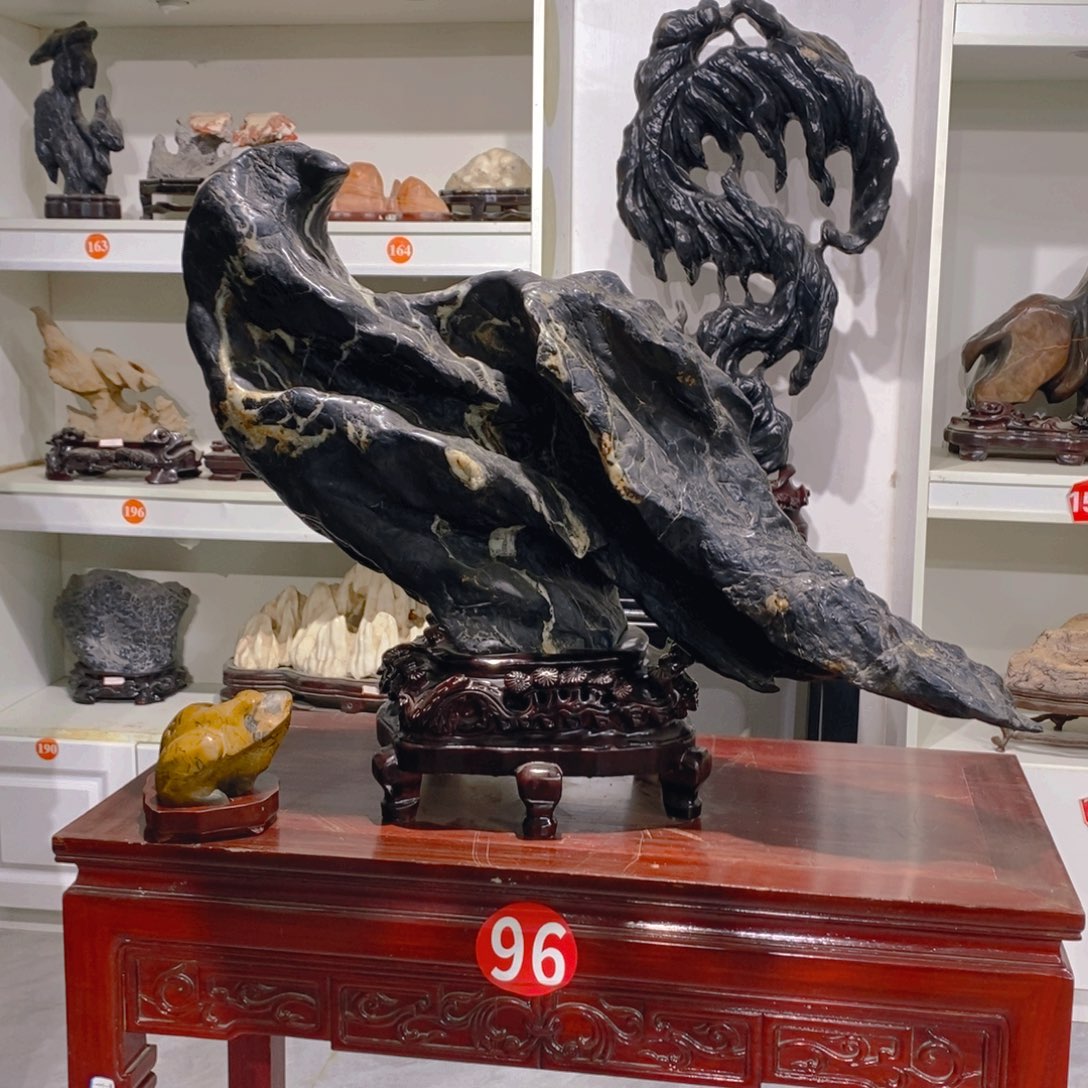 石材灵璧石八音磬石，百鸟朝凤