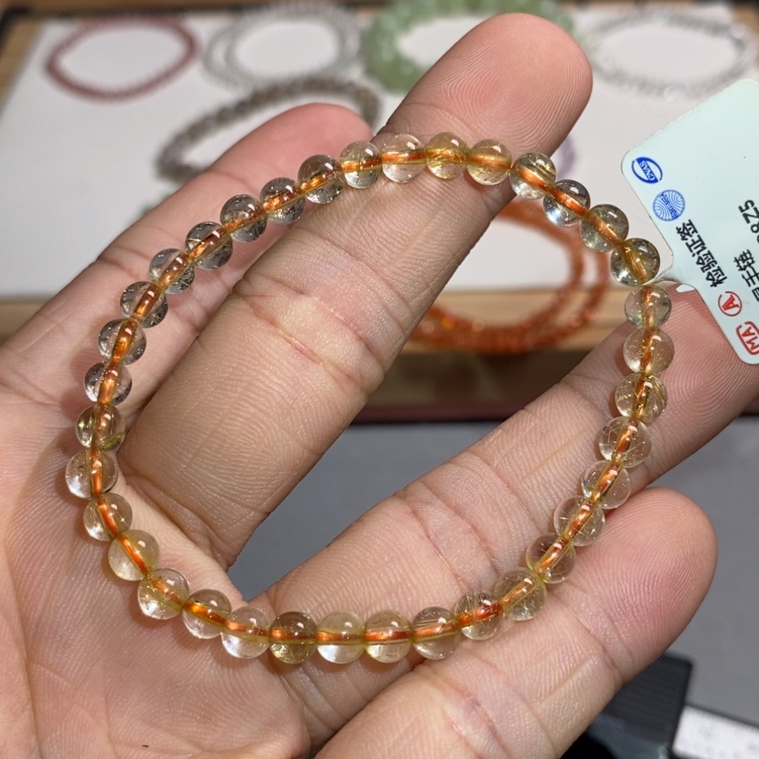 未镶嵌手链水晶金发晶5.0mm