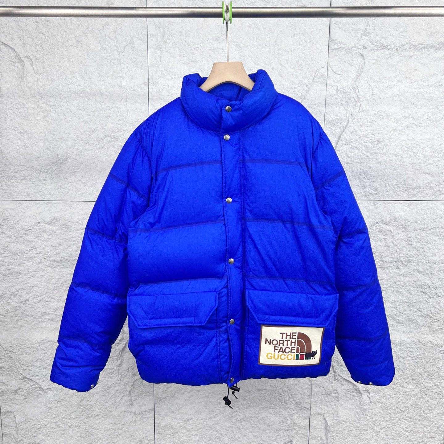 99新 GUCCI/古驰 M码/蓝色北面联名刺绣logo标羽绒服/15535905