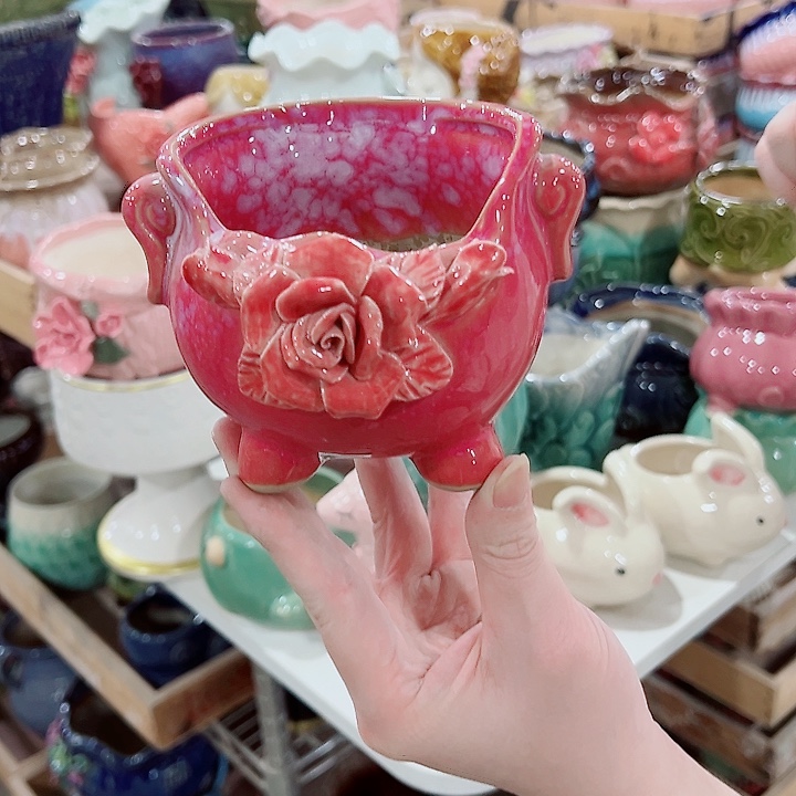 有孔，凑单福利满10元发货陶瓷多肉花盆！