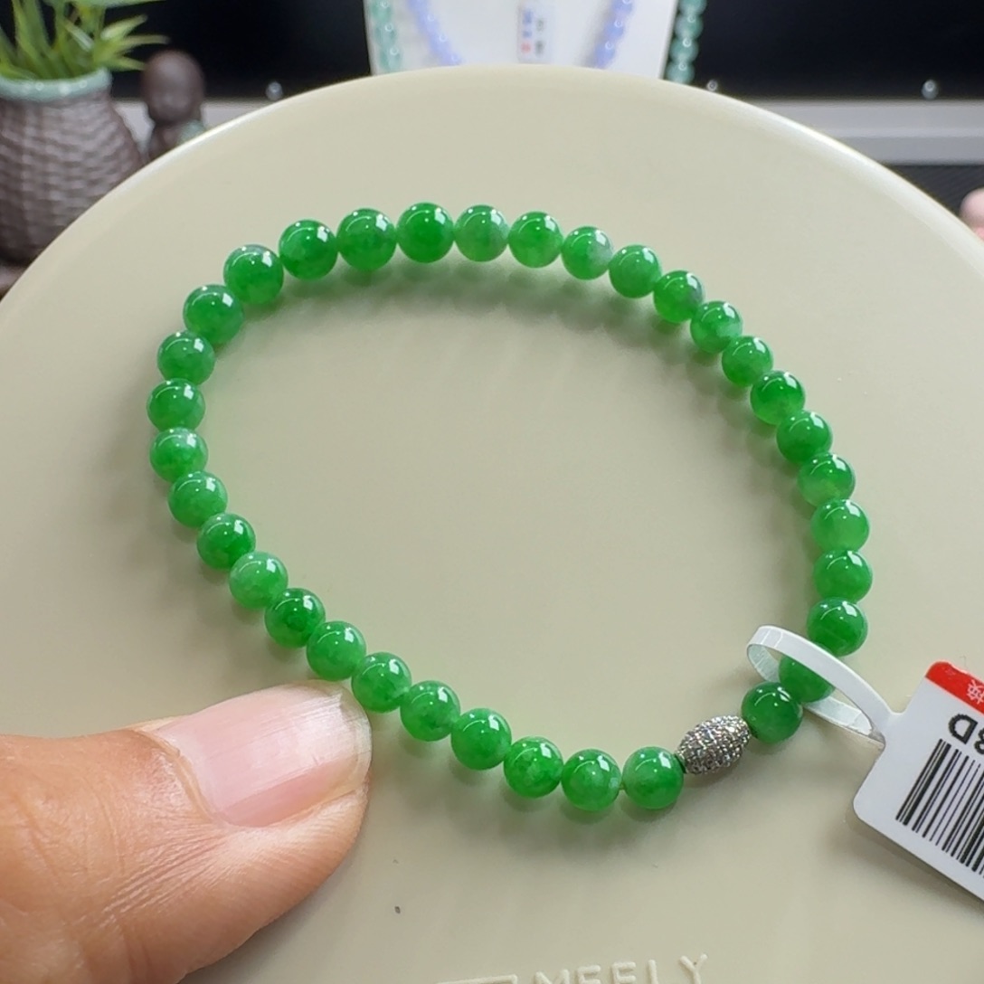 未镶嵌手链翡翠冰阳绿卡4.7到5.7