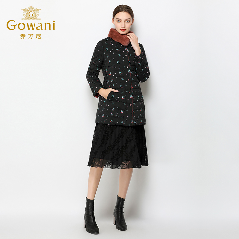 Gowani/乔万尼羽绒服两面穿中长款水貂毛领韩版潮EN4T858