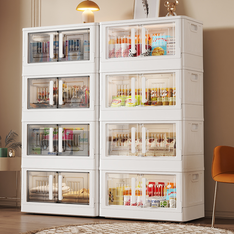 【40面宽层层带盖 拍4层发五层】免安装双开门家用储物柜整理柜简易