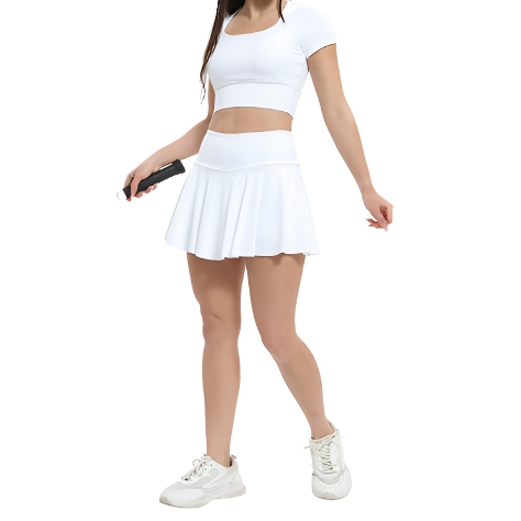 大码瑜伽裙 百褶裙 网球裙 有安全裤 有口袋 放手机 白色不透