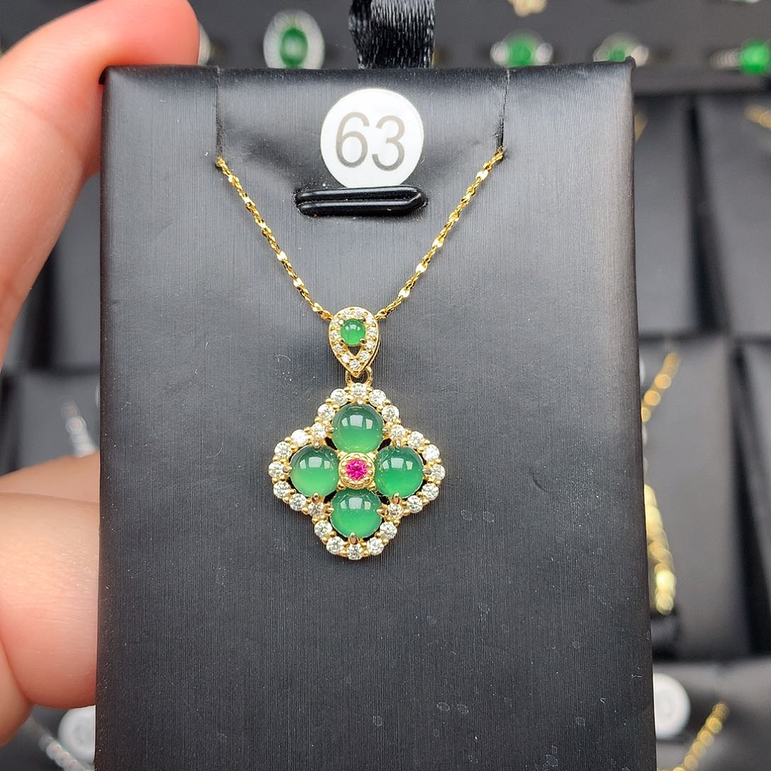 翡翠颈饰银S925镶嵌项链925