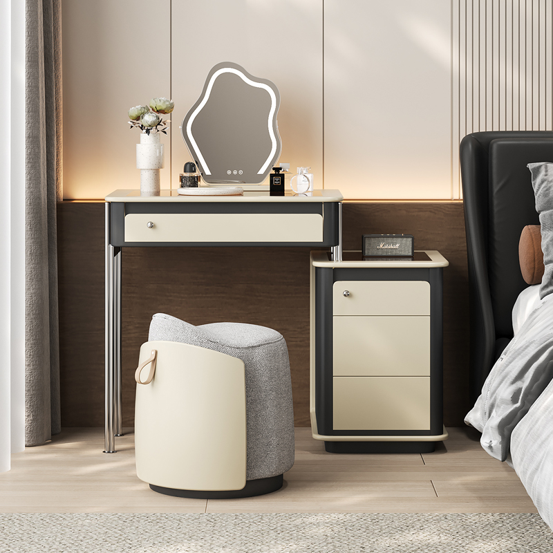 意式极简拾光梳妆台床头柜斗柜一体主卧小型60cm化妆桌2025新款