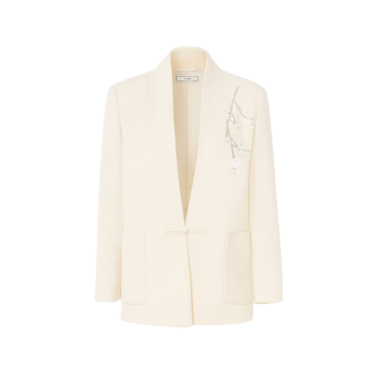 LYNEE【黑标系列】珠片绣花无领宽松毛呢外套女 LGD2EAT029