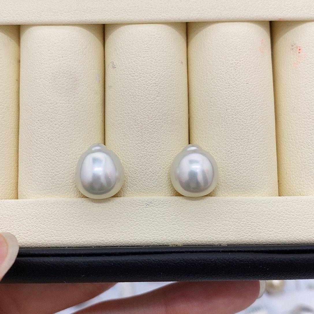 耳饰未镶嵌海水珍珠10-11mm澳白对珠（无鉴赏）