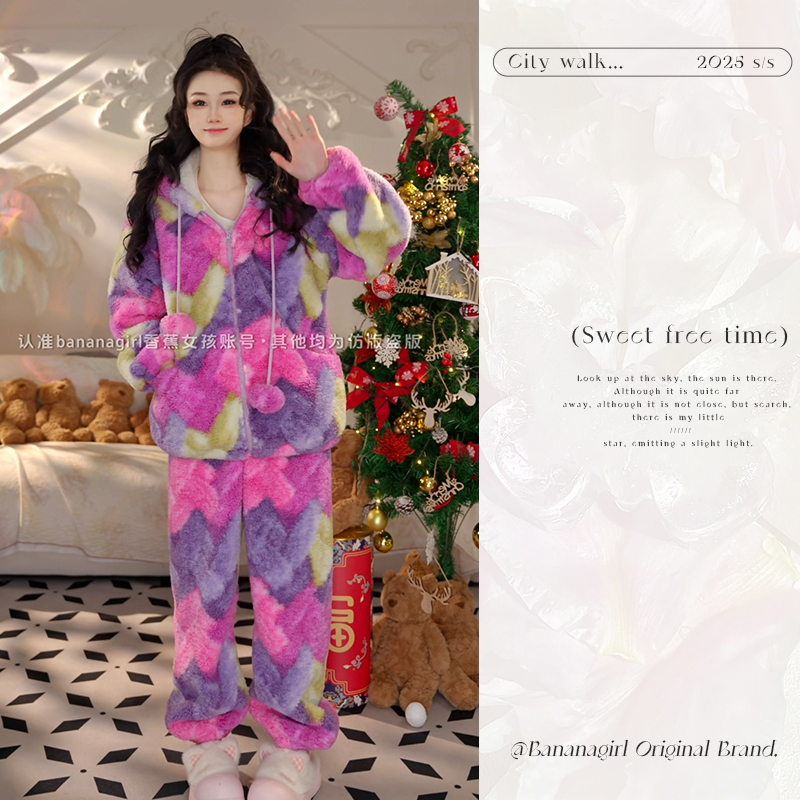 Bananagirl极寒睡衣女秋冬连帽外套循环蓄温速暖家居服外穿