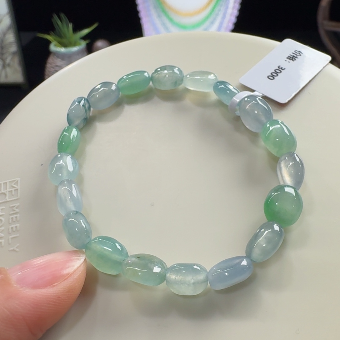 未镶嵌手链翡翠冰种莫兰迪枣珠单圈7mm