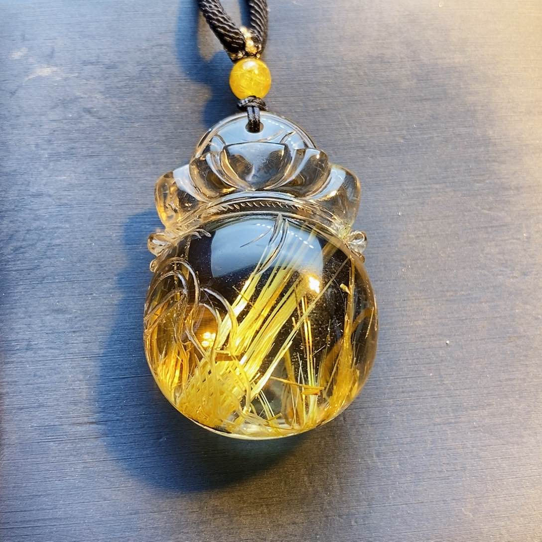 发晶颈饰未镶嵌天然钛晶福袋吊坠