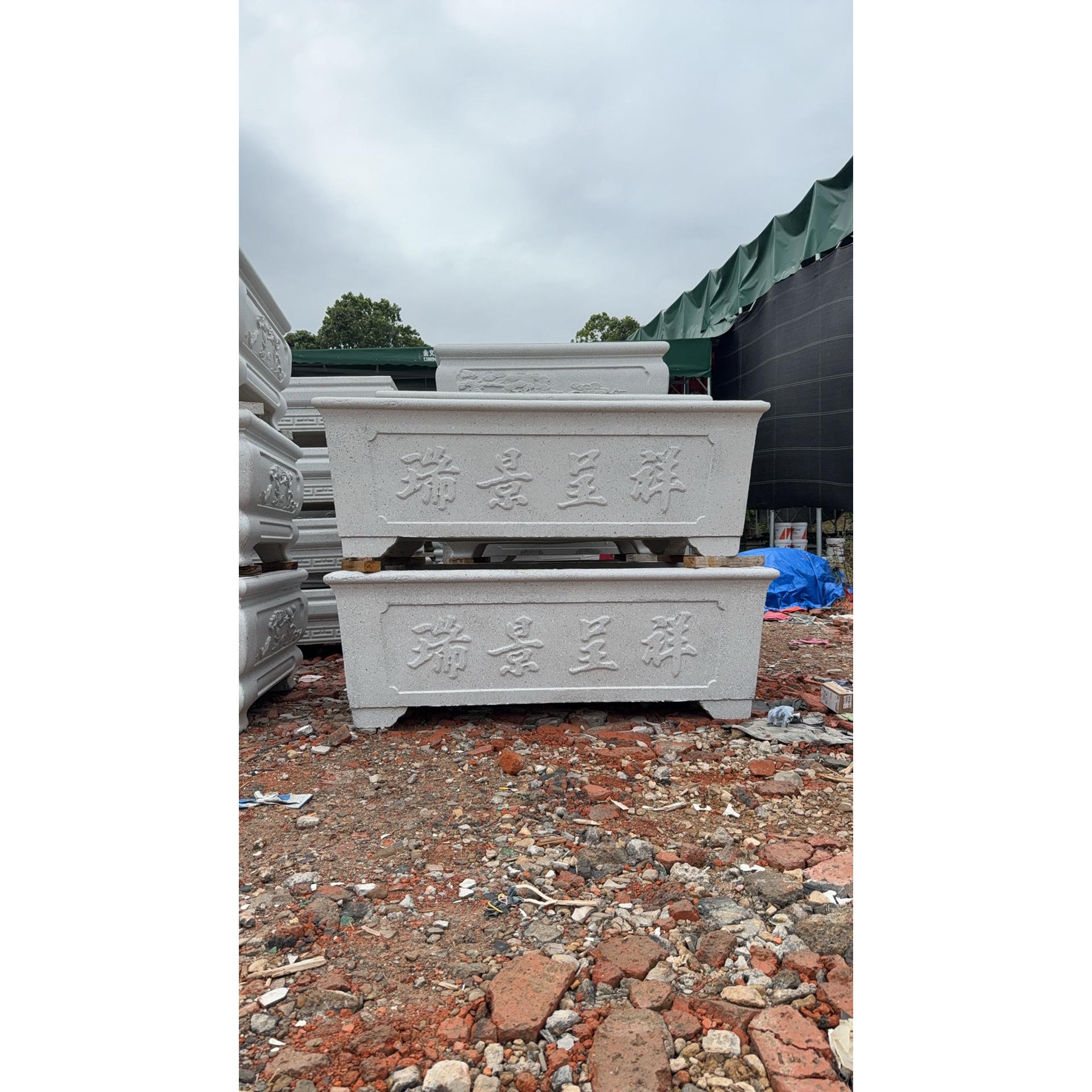 底部灌浆长方形水泥花盆模具适合绿植打造中国风盆景